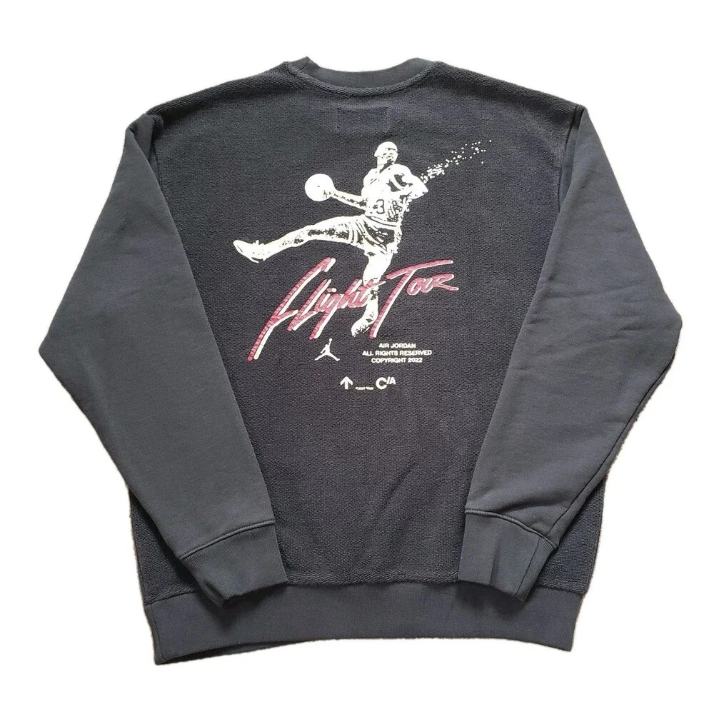 Jordan Flight Tour 2022 Sz Medium Mens Black Terry Double Side Sweatshirt 23